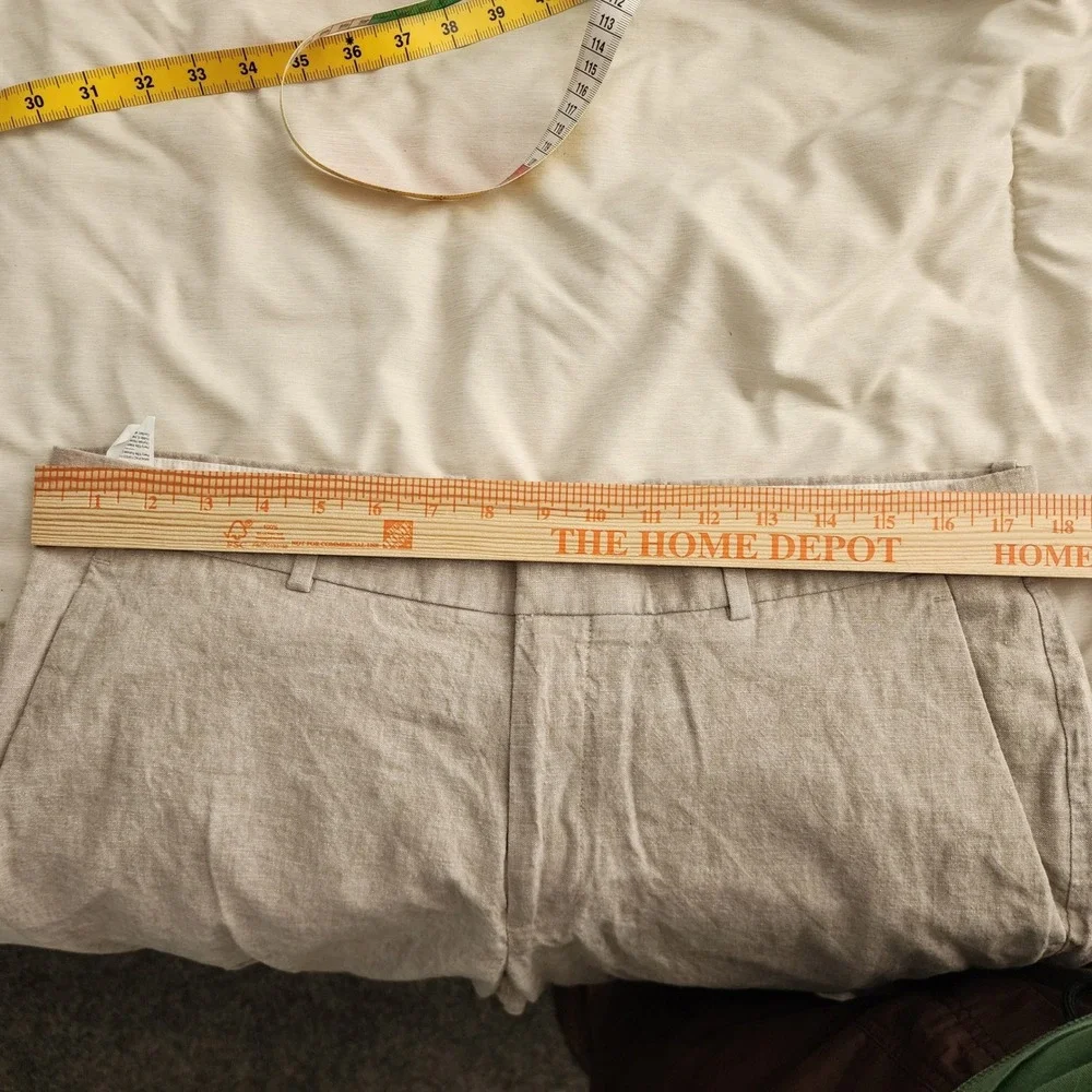 Perry Ellis Linen Blend Pants Mens 34x30 Beige Excellent Breathable Trousers